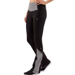 Lululemon Run: Ice Queen PantBlack / Classic Stripe Black White / Black size 4